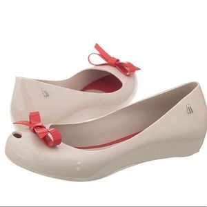 Melissa UltraGirl Bow Beige/Red Women Size 8 New